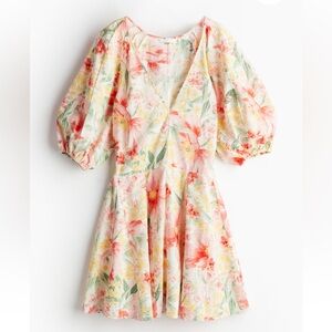 NWOT H&M Flared Skirt Dress in Pink Floral, Size M